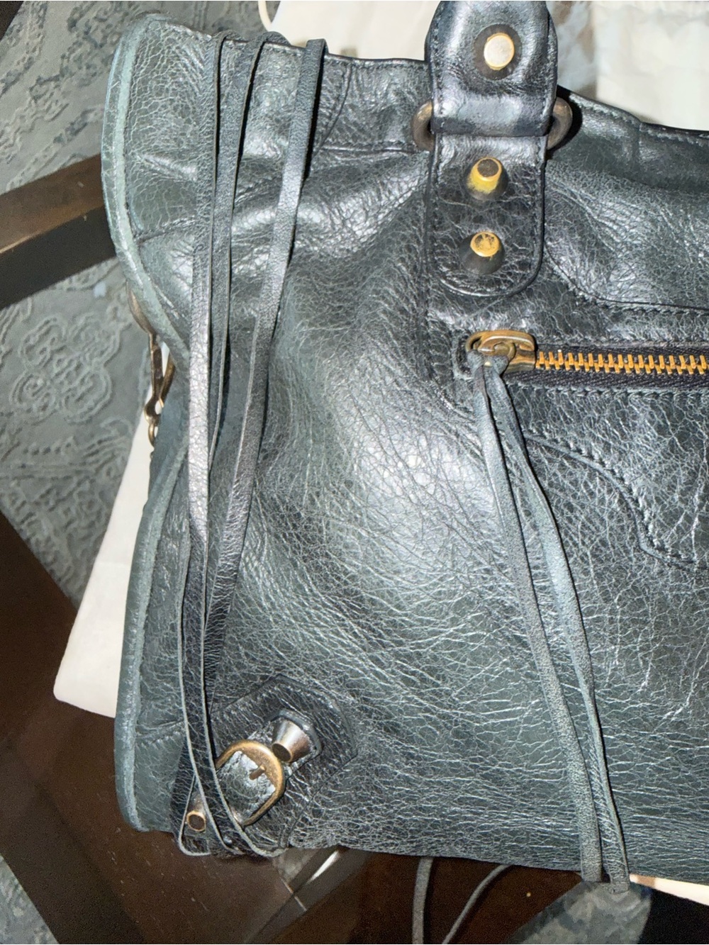 Balenciaga Classic City Medium Dark Green Leather Bag + Mirror & Dust Bag - Picture 6 of 14